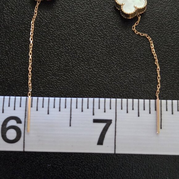 Clover design dangling - Gold Earring - Picture 8 of 16